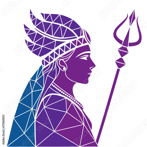 Geometric illustration of shiva with a trident