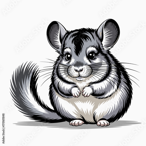 Cute Cartoon Chinchilla with Fluffy Tail