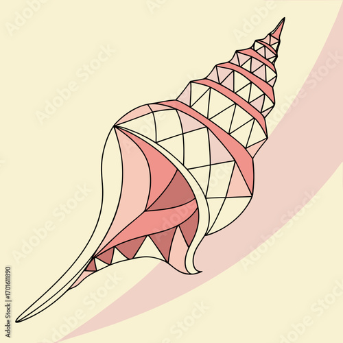 Geometric conch shell with triangle pattern