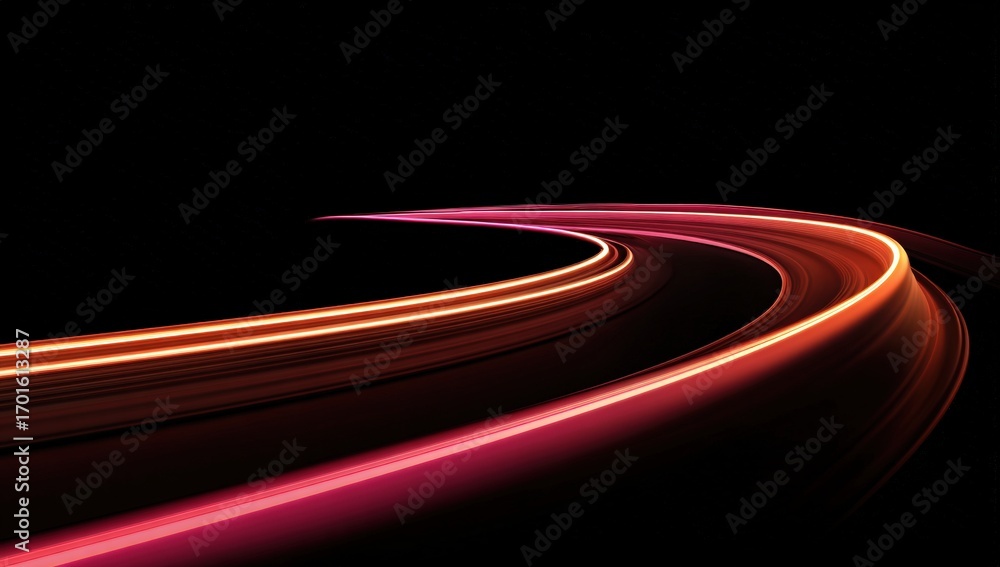 Fototapeta premium Abstract curved light trails on a black background