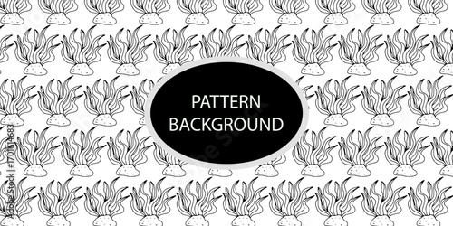 Outline popular coral reef pattern background. Coral reef or seaweeds vector underwater plant icons. Naive style leaves, algae or fronds. Hand drawn vector ink illustration. Corals and seaweed. 