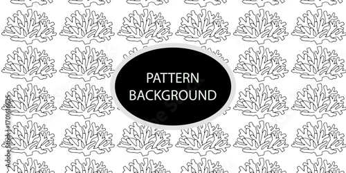 Outline popular coral reef pattern background. Coral reef or seaweeds vector underwater plant icons. Naive style leaves, algae or fronds. Hand drawn vector ink illustration. Corals and seaweed. 