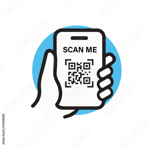 QR code scan icon set. Scan me frame. QR code scan for smart phone. QR code for mobile app, payment and identification. Vector illustration