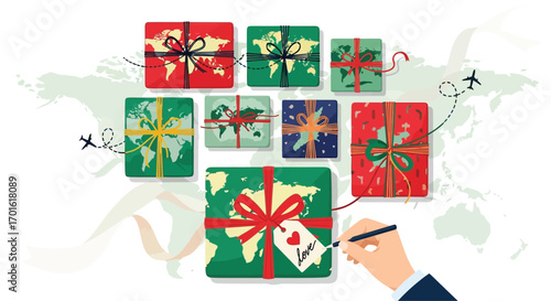 Global Gift Delivery Service and International Shipping Concept.
