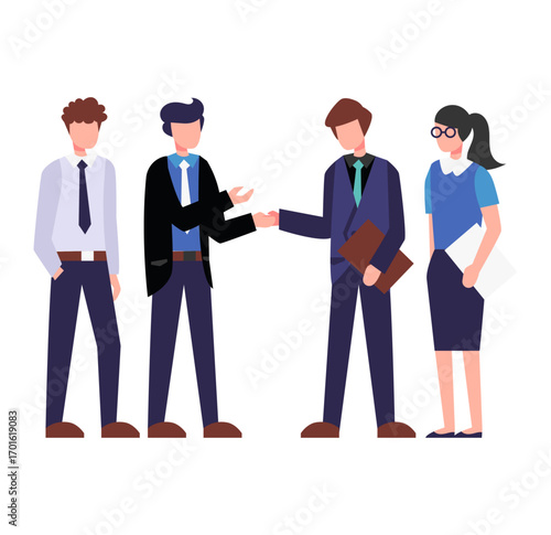 people shaking hands in public. business meeting, deal or agreement, partnership or cooperation.