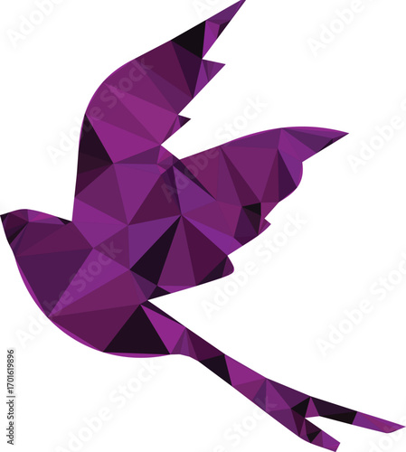 Geometric purple bird in flight geometric art polygonal art