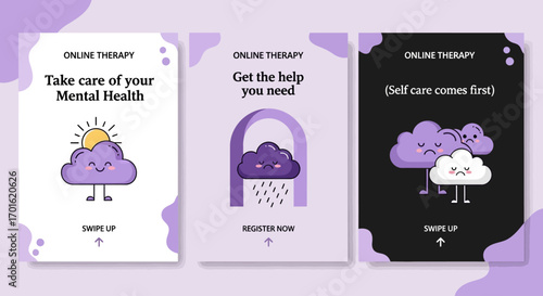 Online Therapy Social Media Post Templates Mental Health Awareness Campaign