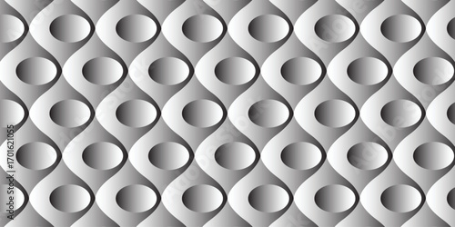 Three dimensional abstract background in black and white, vector illustration.