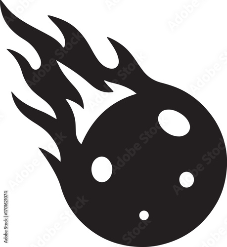 Silhouette vector of a meteor streaking through the sky, perfect for space and cosmic designs.