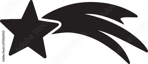 Silhouette vector of a shooting star with trail, perfect for space, night sky, and cosmic designs.