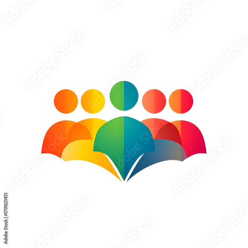 A vibrant and colorful logo representing community, teamwork, and a diverse group of people united.