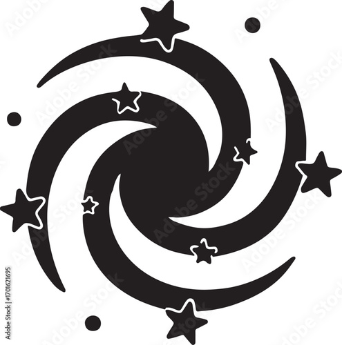 Silhouette vector of the Milky Way galaxy, perfect for space, astronomy, and cosmic designs.