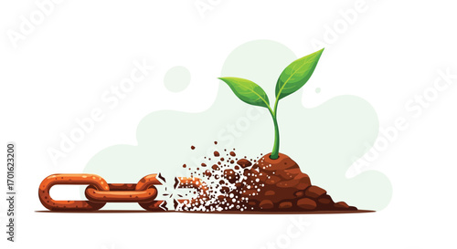 Broken Chain Transforming into a Growing Plant.