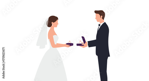Bride and groom exchanging rings in elegant ceremony