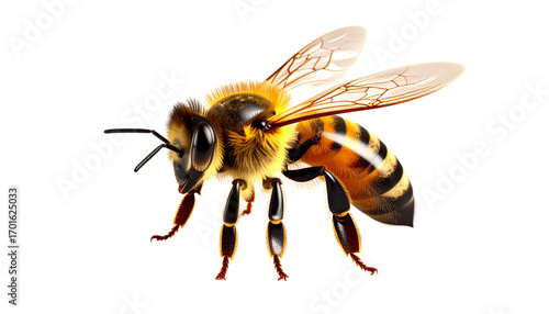 High Quality Photography of Honeybee Bumblebee Wasp Apis Pollinator Hymenoptera Worker Queen and Bee Insect Isolated on Transparent Background
