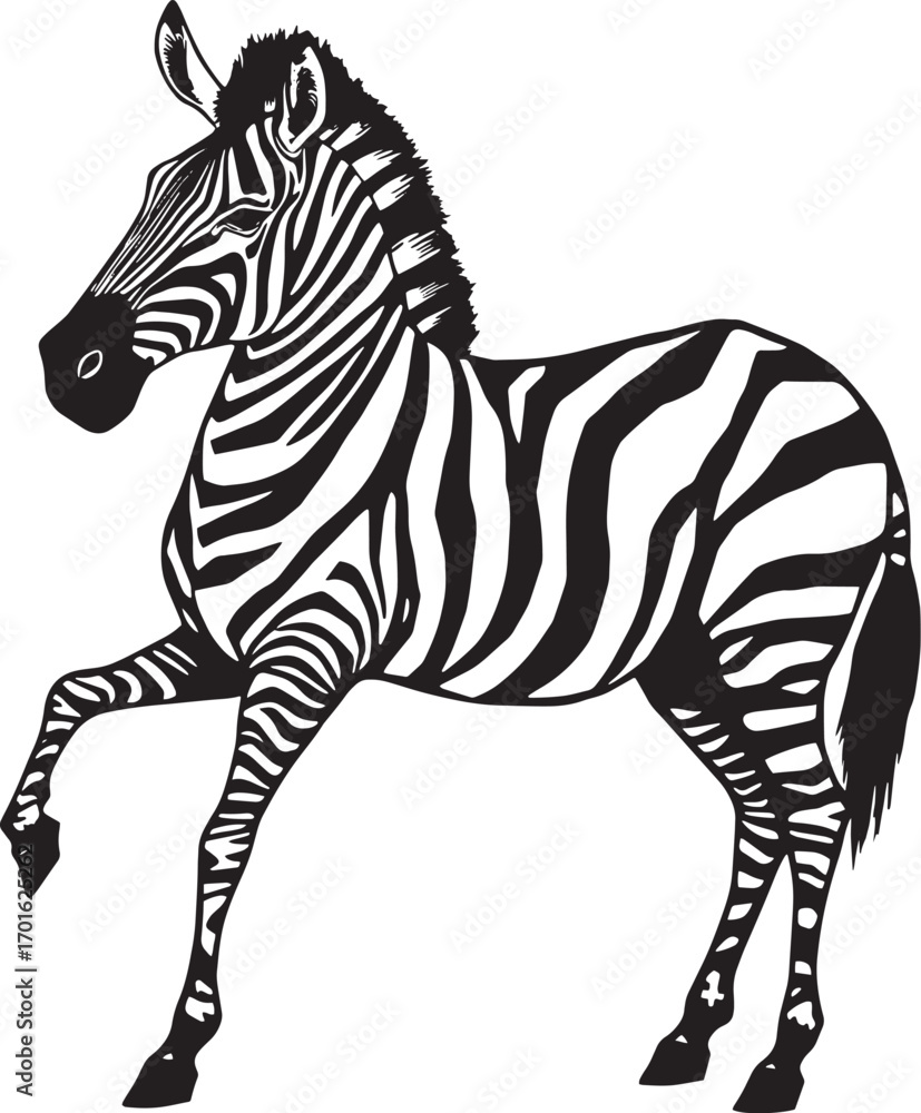 Fototapeta premium Zebra illustration. Hand drawn vector illustration