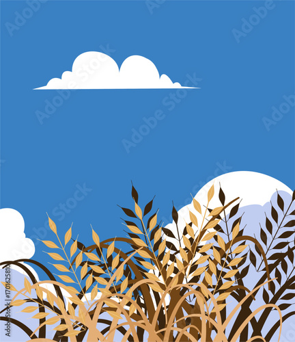 Wheat field flat illustration