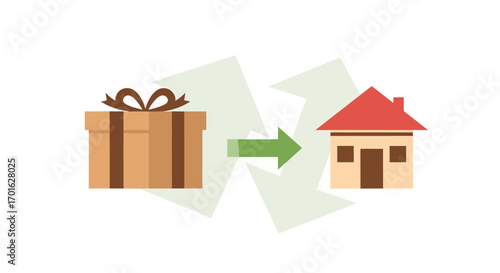 Gift delivery to home concept illustration.