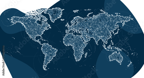 Global Network Connections World Map Digital Art.