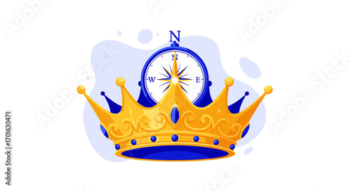 Golden Crown and Compass Symbolizing Leadership and Direction.
