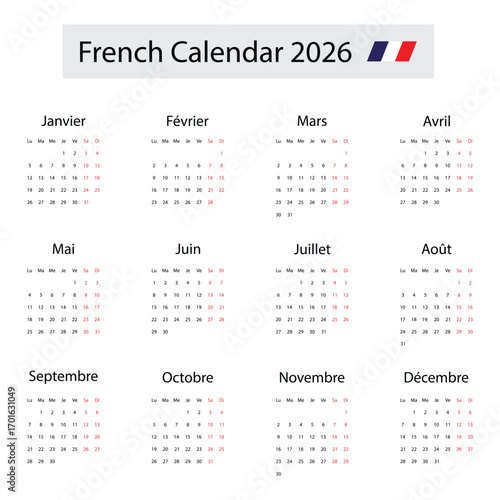 2026 french calendar, new calendar 2026 of france, French calendar for 2026