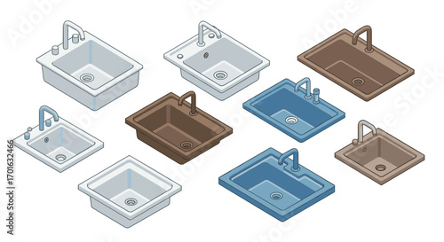 Variety of isometric sinks in neutral and earth tones