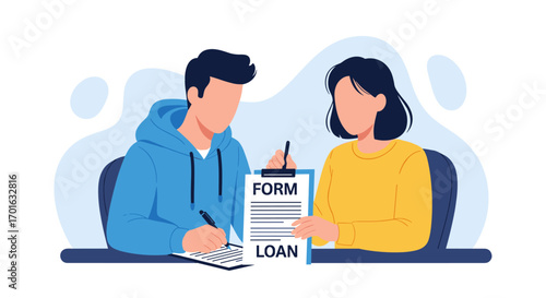 Couple Filling Out Loan Application Form Together.
