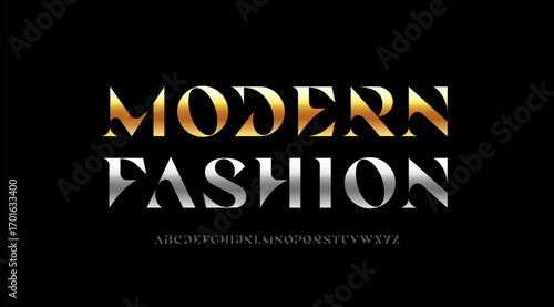 Exquisite alphabet serif decorative font, posh lettering perfect for logotypes, wedding invitations, or fashion and magazine design, gold letters and numbers, vector illustration 10EPS