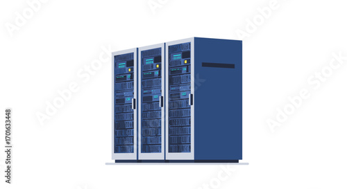 Modern data center equipment rack illustrating digital technology infrastructure