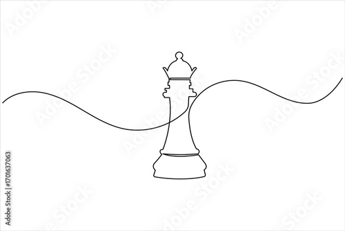 Knight chess continuous one line drawing of isolated outline vector icon
