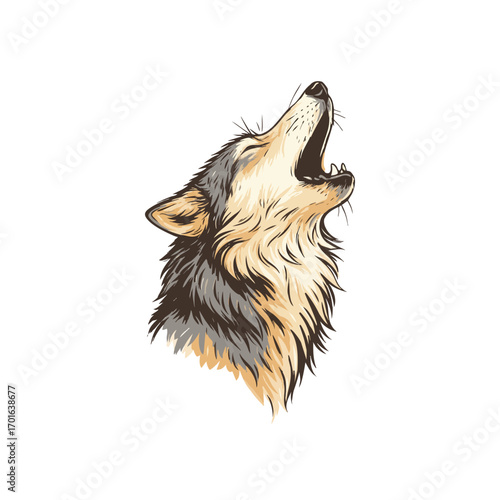 Majestic Wolf Portrait A Detailed Illustration