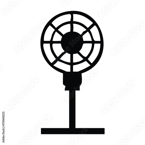 Black electric fan isolated vector illustration