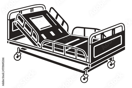 Adjustable Hospital Bed with Wheels.