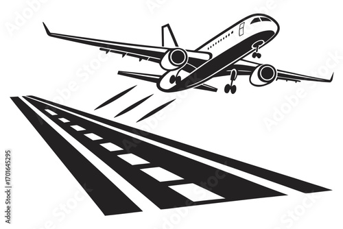 Airplane Taking Off From Runway.