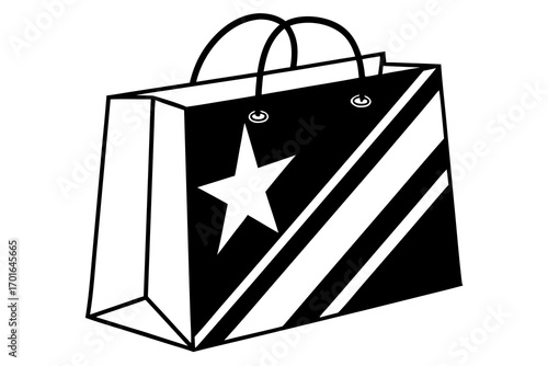 Black and White Shopping Bag with Star.