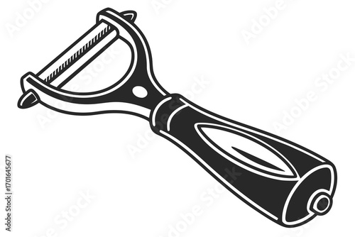 Black and White Swivel Peeler Illustration.