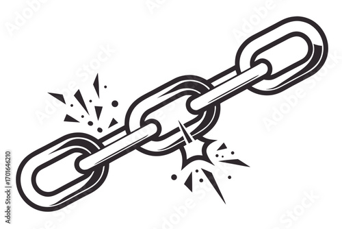 Broken Chain Link Symbolizing Freedom and Release.
