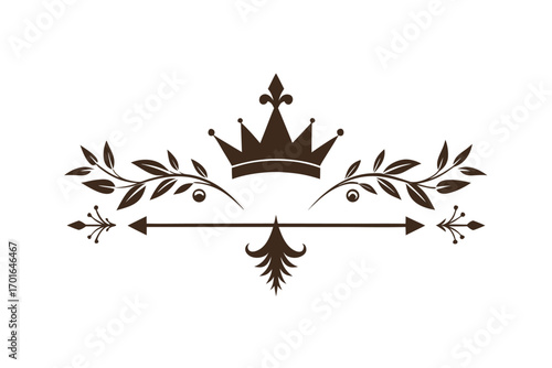 Vintage Page Decor Set with Crowns, Arrows and Elegant Floral Ornaments