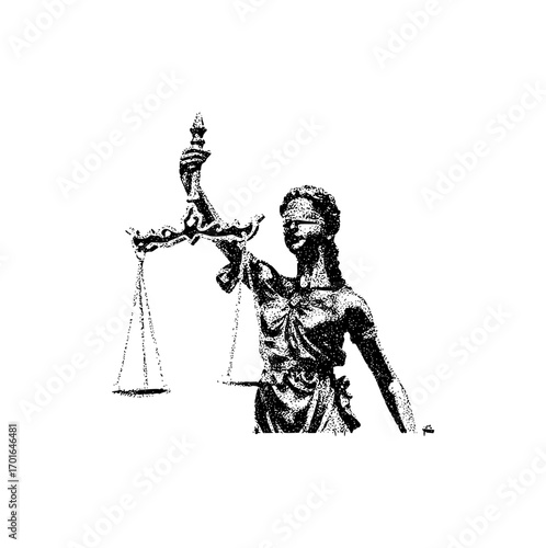 Lady Justice Statue with Scales, Blindfolded, Symbol of Law and Fairness