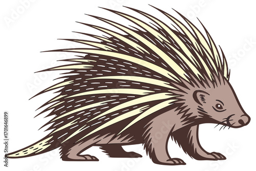 Cartoon Porcupine with Spiky Quills.