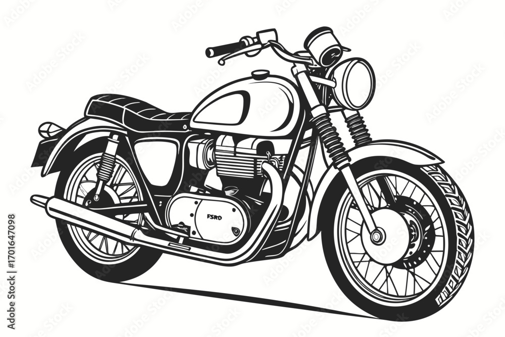Obraz premium Classic Motorcycle Silhouette Vector Art.