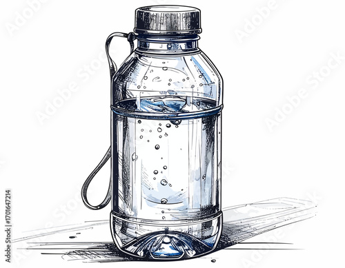 Clear Water Bottle Artistic Drawing