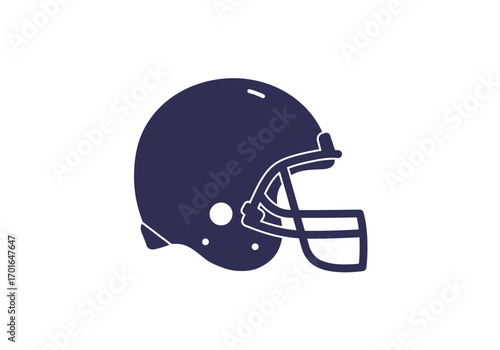 A simple, dark blue American football helmet icon on a white background.