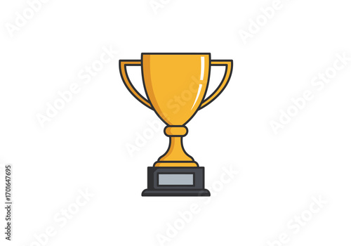 Golden trophy cup illustration, simple design, award, competition, victory.