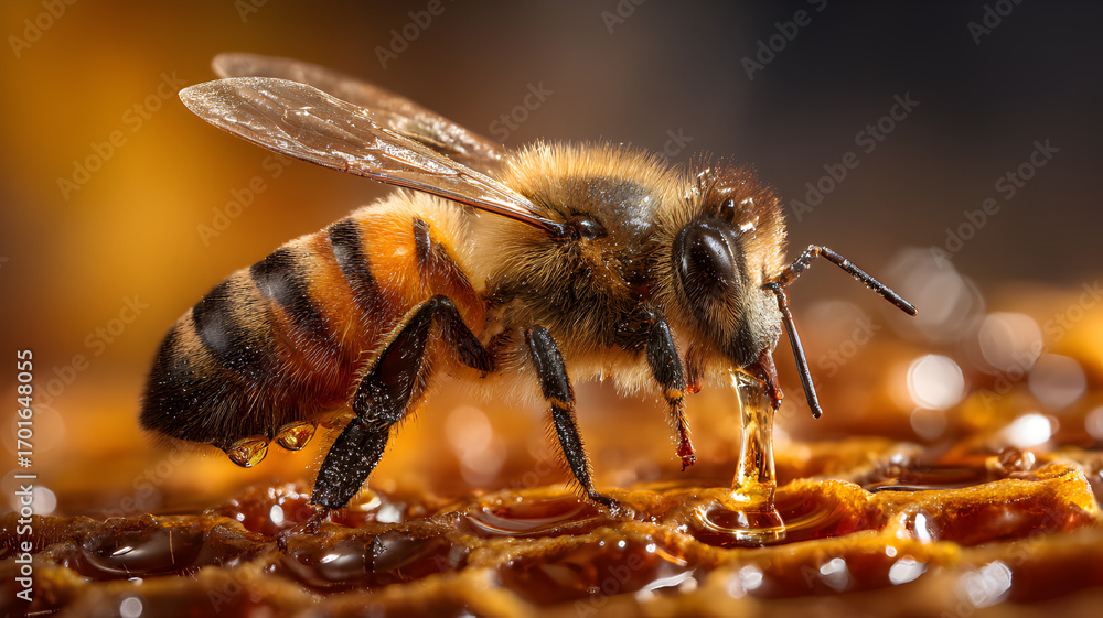 Naklejka premium honey bees in their hive