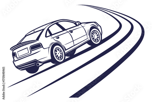 Dynamic Car Drifting on Winding Road.