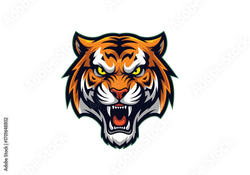 Roaring Tiger Head Mascot Logo Design