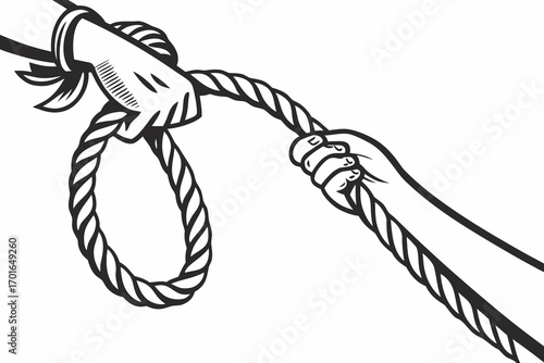 Hand Holding Rope with Noose Symbol.