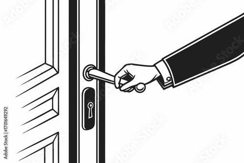 Hand Turning Door Knob Opening New Opportunities.