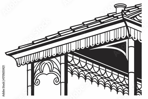 Ornate Victorian Gazebo Roofline Detail.